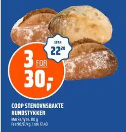 Coop Obs COOP STENOVNSBAKTE RUNDSTYKKER tilbud