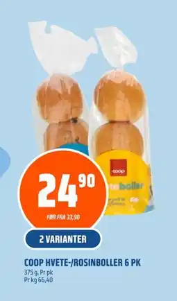 Coop Obs COOP HVETE-/ROSINBOLLER 6 PK tilbud