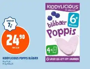 Coop Obs KIDDYLICIOUS POPPIS BLÅBÆR tilbud
