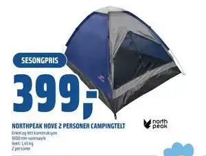Coop Obs NORTHPEAK HOVE 2 PERSONER CAMPINGTELT tilbud