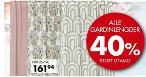 Sparkjøp ALLE GARDINLENGDER tilbud