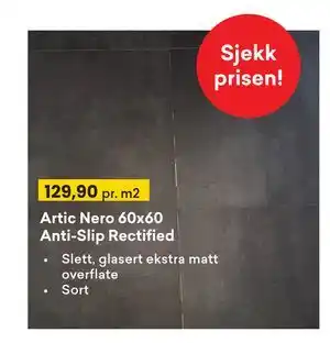 Right Price Tiles Artic Nero 60x60 Anti-Slip Rectified tilbud