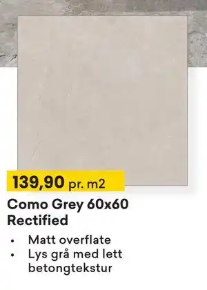 Right Price Tiles Como Grey 60x60 Rectified tilbud
