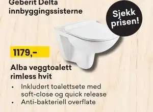 Right Price Tiles Alba veggtoalett rimless hvit tilbud