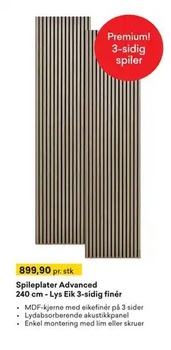 Right Price Tiles Spileplater Advanced 240 cm - Lys Eik 3-sidig finér tilbud