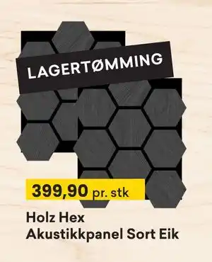 Right Price Tiles Holz Hex Akustikkpanel Sort Eik tilbud