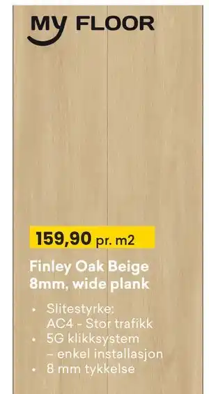 Right Price Tiles Finley Oak Beige 8mm, wide plank tilbud