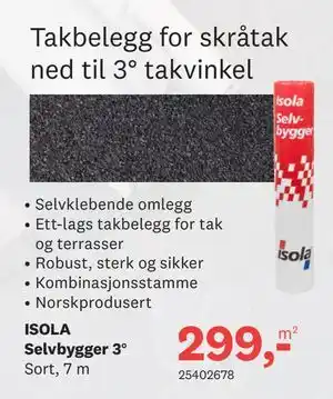 Bygger'n Takbelegg for skråtak ned til 3° takvinkel tilbud