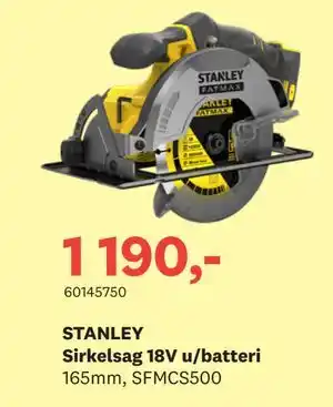 Bygger'n STANLEY Sirkelsag 18V u/batteri tilbud