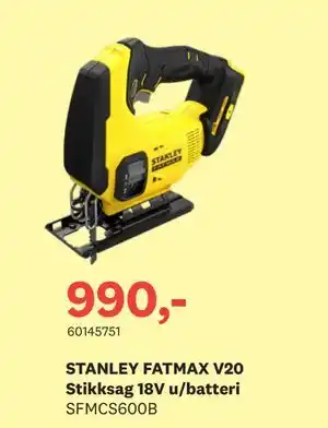 Bygger'n STANLEY FATMAX V20 Stikksag 18V u/batteri tilbud