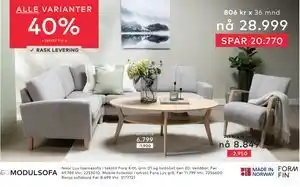 Skeidar Noor Lux hjørnesofa tilbud
