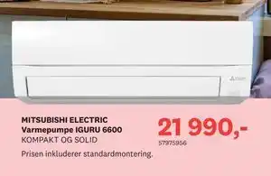 Bygger'n MITSUBISHI ELECTRIC Varmepumpe IGURU 6600 tilbud