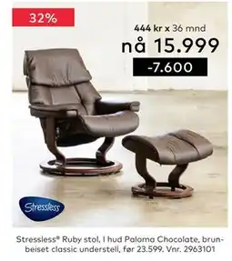 Skeidar Stressless Ruby stol tilbud