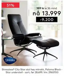 Skeidar Stressless City Star stol høy mkrakk tilbud