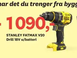 Bygger'n STANLEY FATMAX V20 Drill 18V u/batteri tilbud