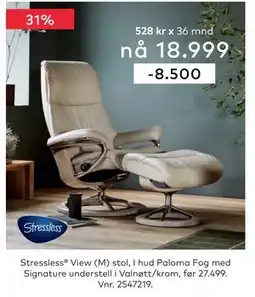 Skeidar Stressless View (M) stol tilbud