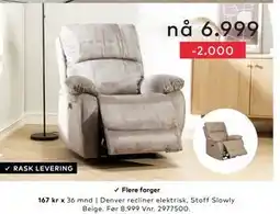 Skeidar Denver recliner elektrisk tilbud