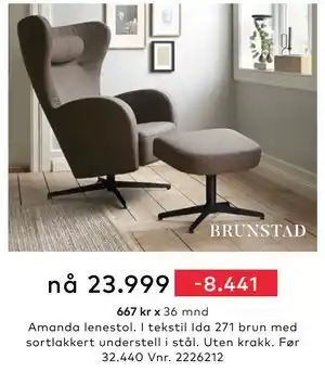 Skeidar Amanda lenestol tilbud