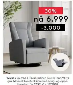 Skeidar Royal recliner tilbud