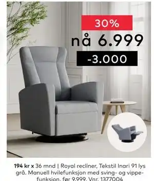 Skeidar Royal recliner tilbud