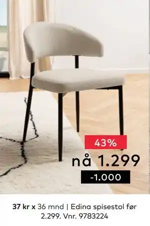 Skeidar Edina spisestol tilbud