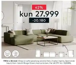Skeidar Enjoy U-sofa sjeselong venstre liten tilbud