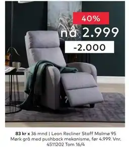 Skeidar Leon Recliner tilbud
