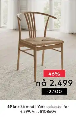 Skeidar York spisestol tilbud