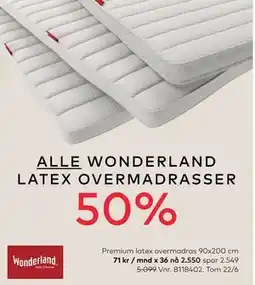 Skeidar Premium latex overmadras 90x200 cm tilbud