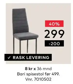 Skeidar Bari spisestol tilbud