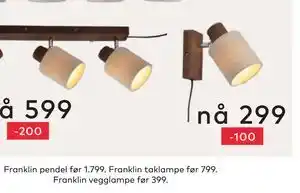 Skeidar Franklin vegglampe tilbud