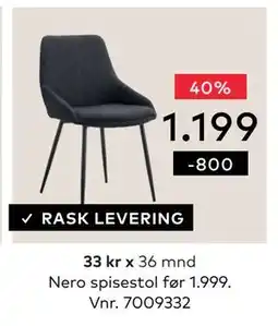 Skeidar Nero spisestol tilbud