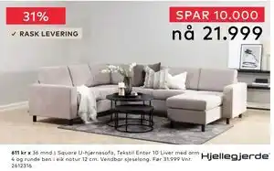 Skeidar Square U-hjørnesofa tilbud