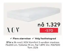 Skeidar XOV Komfort 5 vendbar madrass 75x200 cm tilbud