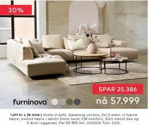 Skeidar Vesta U-sofa tilbud
