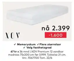Skeidar XOV Premium 12 vendbar madrass 75x200 cm tilbud