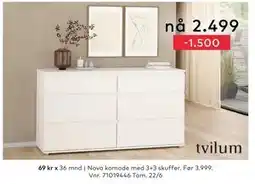 Skeidar Nova komode med 3+3 skuffer tilbud