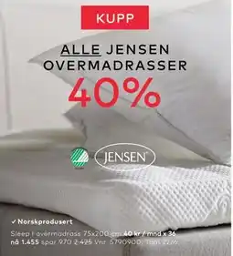 Skeidar Sleep I overmadrass 75x200 cm tilbud