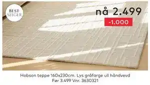 Skeidar Hobson teppe tilbud