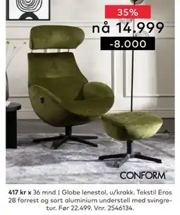 Skeidar Globe lenestol, u/krakk tilbud