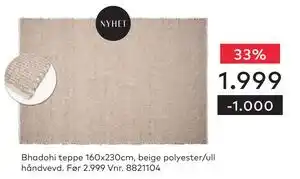Skeidar Bhadohi teppe 160x230cm tilbud