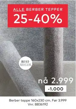 Skeidar Berber teppe tilbud