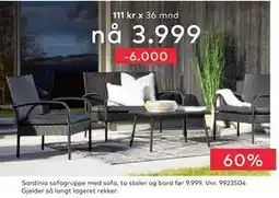 Skeidar Sardinia sofagruppe med sofa tilbud