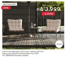Skeidar Clarion loungegruppe med 2 stoler tilbud