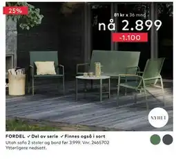 Skeidar Utah sofa 2 stoler og bord tilbud