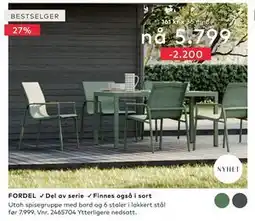 Skeidar Utah spisegruppe med bord og 6 stoler tilbud