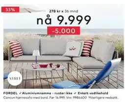 Skeidar Cancun hjørnesofa med bord tilbud