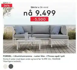 Skeidar Sicilia 2-seter med åpen ende og bord tilbud
