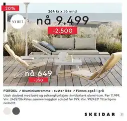 Skeidar Utah daybed med bord og solsengfunksjon tilbud
