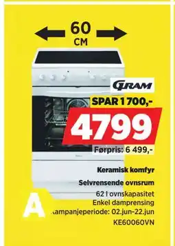 POWER Keramisk komfyr tilbud